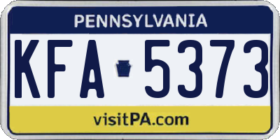 PA license plate KFA5373