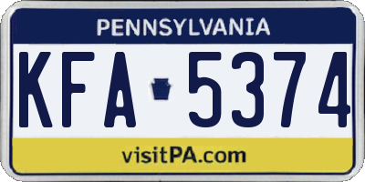 PA license plate KFA5374