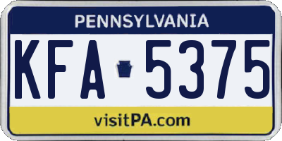 PA license plate KFA5375