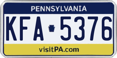 PA license plate KFA5376