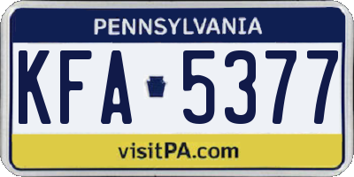 PA license plate KFA5377