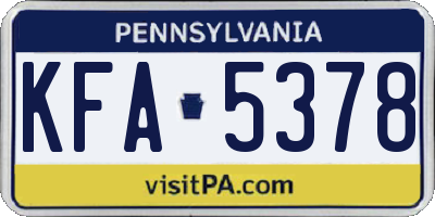 PA license plate KFA5378