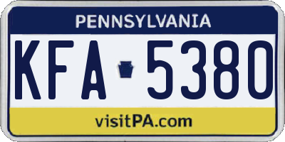 PA license plate KFA5380