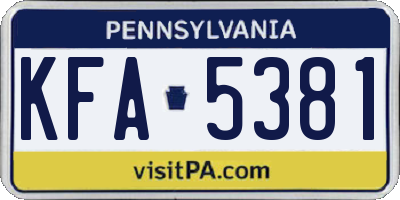 PA license plate KFA5381