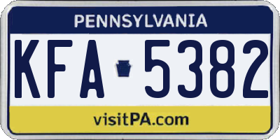 PA license plate KFA5382