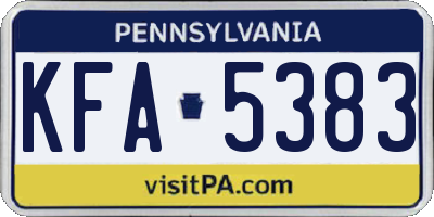 PA license plate KFA5383