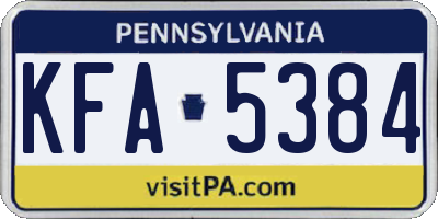 PA license plate KFA5384