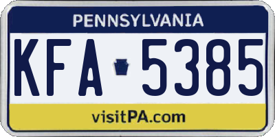 PA license plate KFA5385