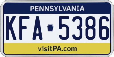 PA license plate KFA5386