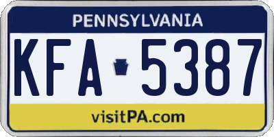 PA license plate KFA5387