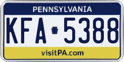 PA license plate KFA5388