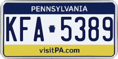 PA license plate KFA5389