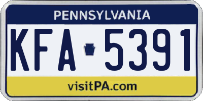PA license plate KFA5391