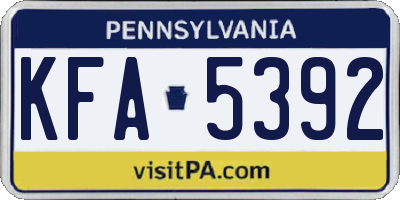 PA license plate KFA5392
