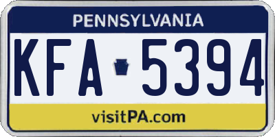 PA license plate KFA5394