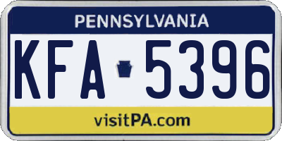 PA license plate KFA5396