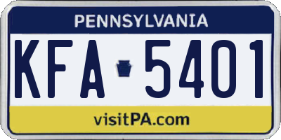 PA license plate KFA5401