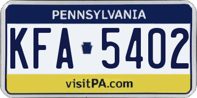 PA license plate KFA5402