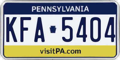 PA license plate KFA5404