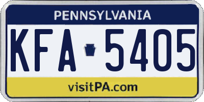 PA license plate KFA5405