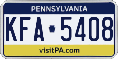 PA license plate KFA5408