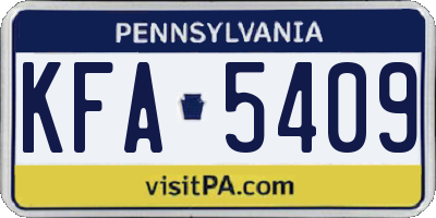 PA license plate KFA5409