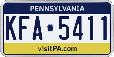 PA license plate KFA5411