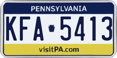 PA license plate KFA5413