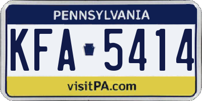 PA license plate KFA5414