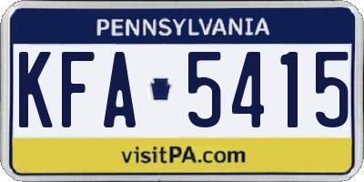 PA license plate KFA5415