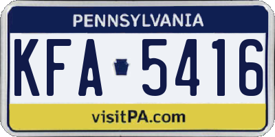 PA license plate KFA5416