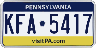 PA license plate KFA5417