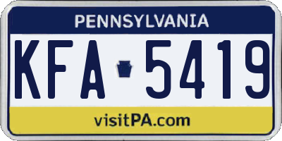 PA license plate KFA5419