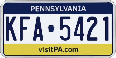 PA license plate KFA5421