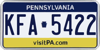 PA license plate KFA5422
