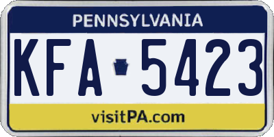 PA license plate KFA5423