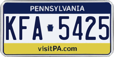 PA license plate KFA5425