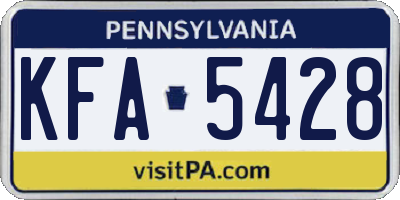 PA license plate KFA5428