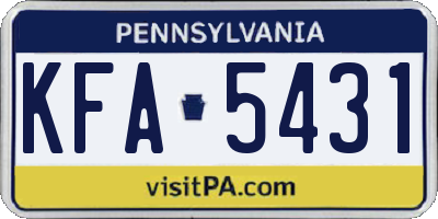 PA license plate KFA5431