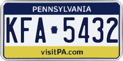 PA license plate KFA5432