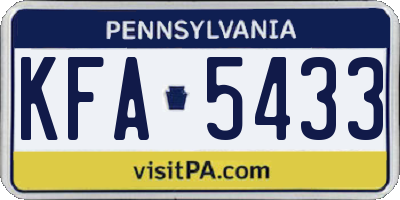 PA license plate KFA5433