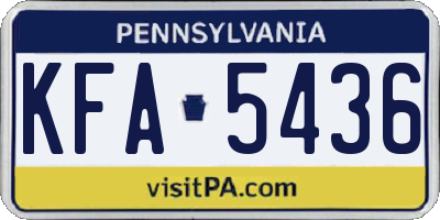 PA license plate KFA5436