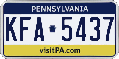 PA license plate KFA5437