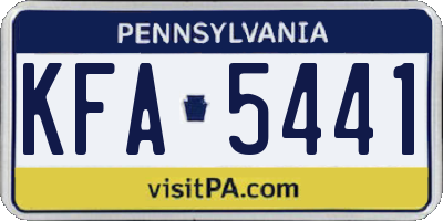 PA license plate KFA5441
