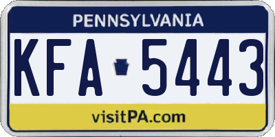 PA license plate KFA5443