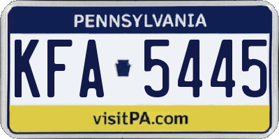 PA license plate KFA5445