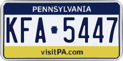 PA license plate KFA5447