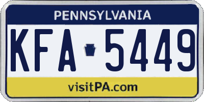 PA license plate KFA5449
