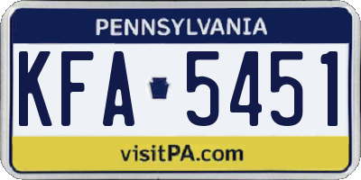 PA license plate KFA5451