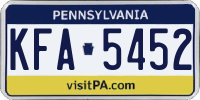 PA license plate KFA5452